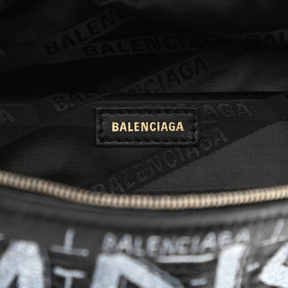 Balenciaga Agneau Arena Graffiti All Over XXS Souvenir Belt Bag Black White 6 of 10