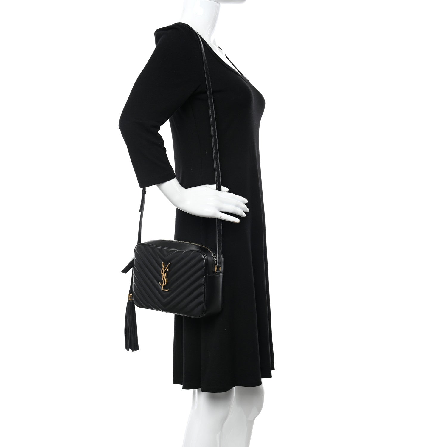 Saint Laurent Calfskin Matelasse Monogram Lou Camera Bag Black 2 of 10