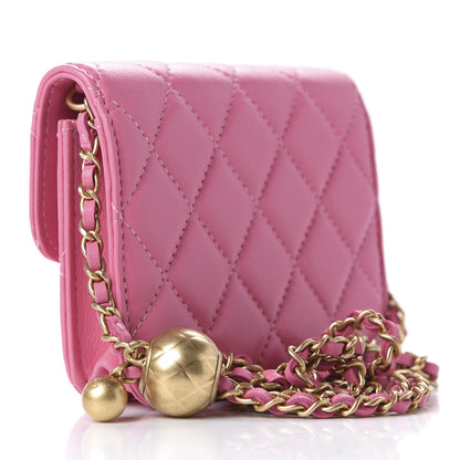 Chanel Lambskin Quilted Pearl Crush Clutch With Chain Pink 3 of 14