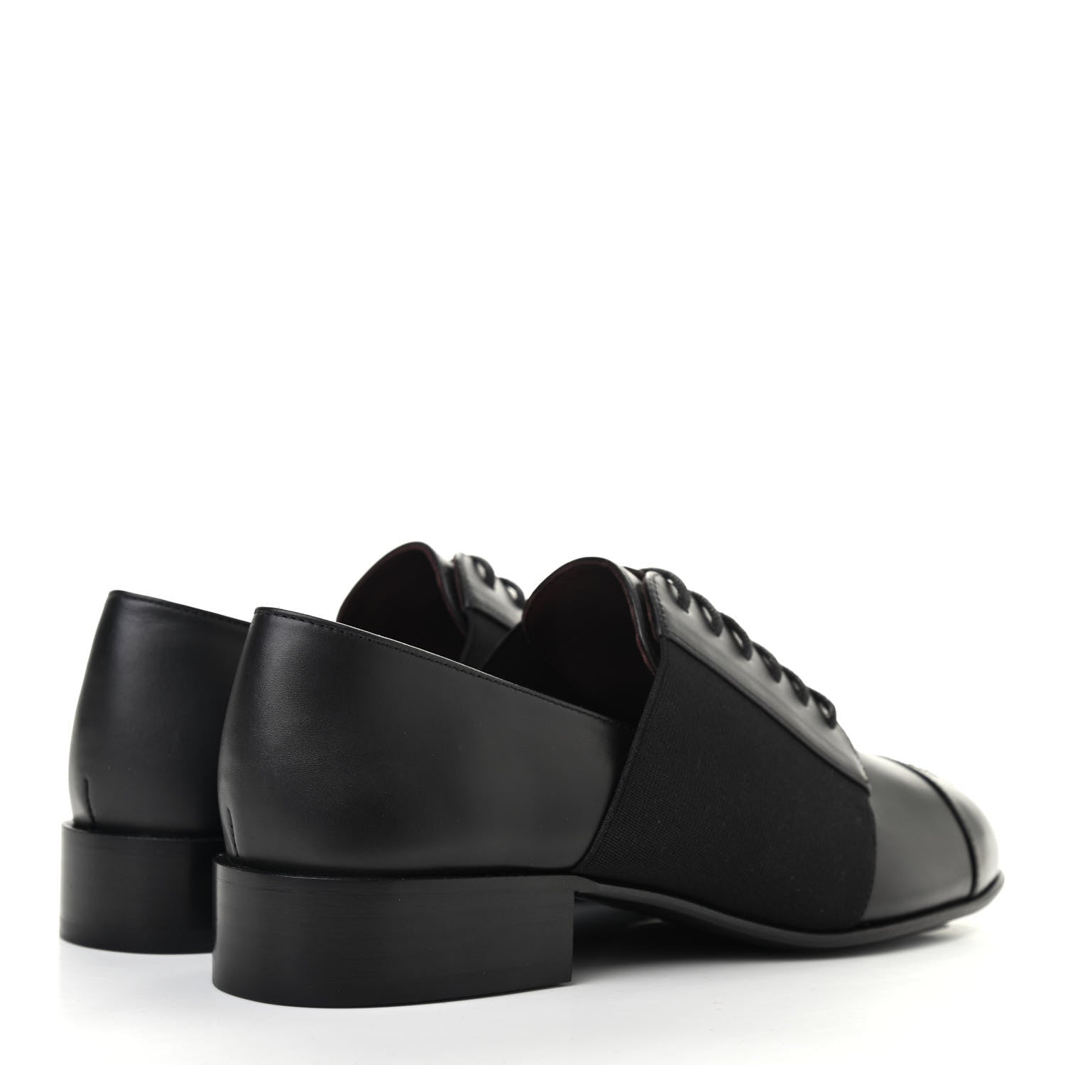 Chanel Calfskin Elastic Lace Up Cap Toe CC Loafers 36 Black 4 of 8