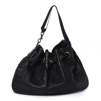 Christian Dior Lambskin Cannage Drawstring Bag Black 1 of 5