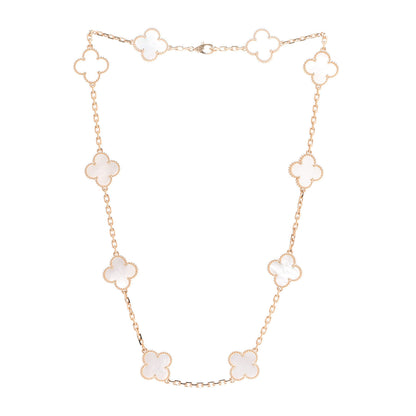 Van Cleef & Arpels 18K Yellow Gold Mother of Pearl 10 Motifs Vintage Alhambra Necklace 3 of 6