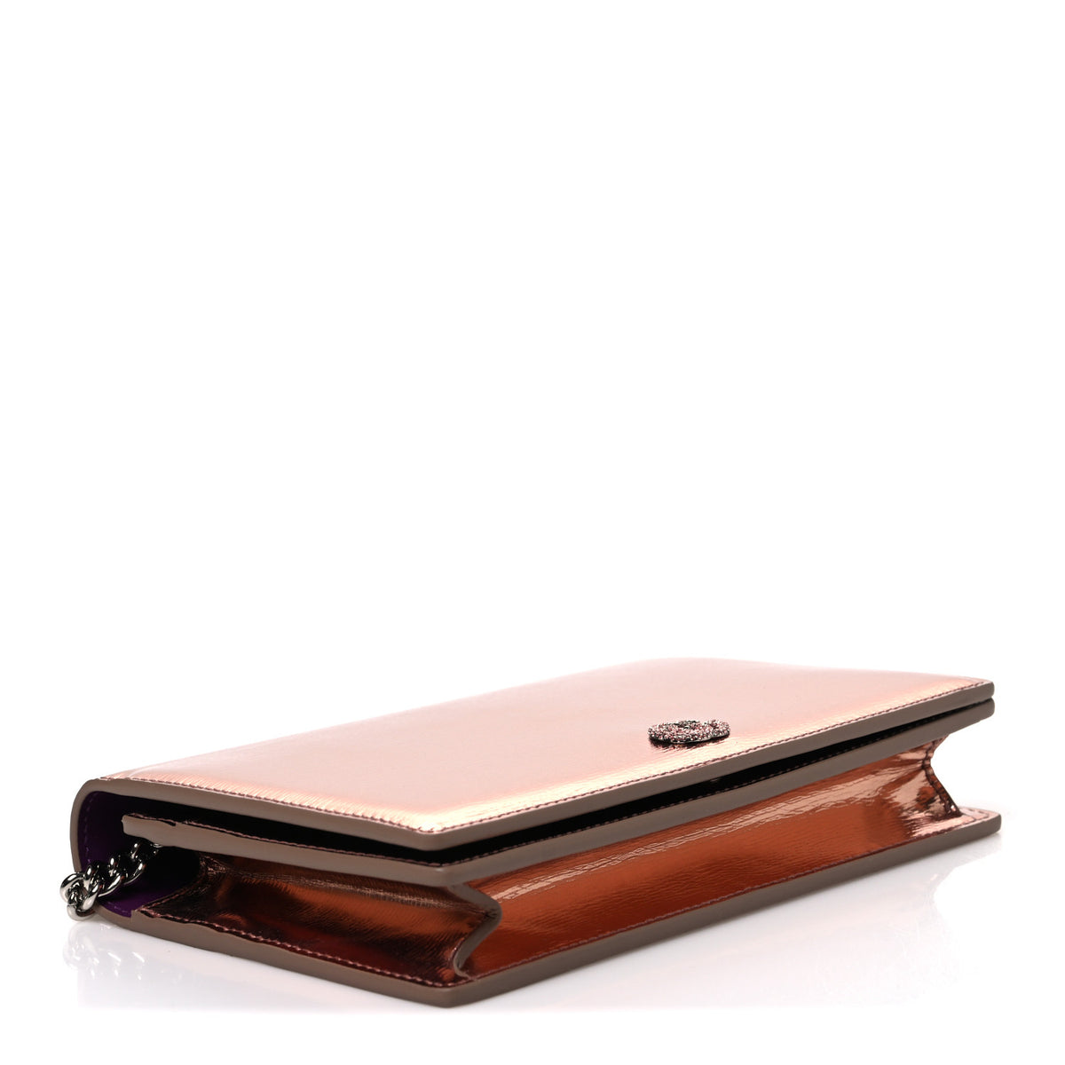 Gucci Textured Patent Bi-color GG Marmont Wallet on Chain  Pink 4 of 9