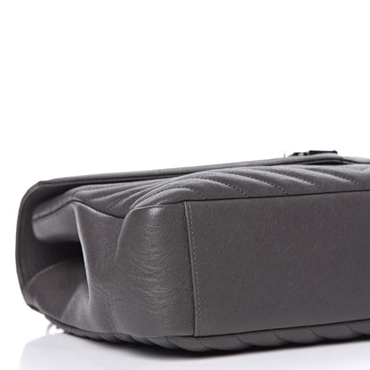 Saint Laurent Sheepskin Matelasse Chevron Monogram Large College Satchel Dark Anthracite 8 of 14