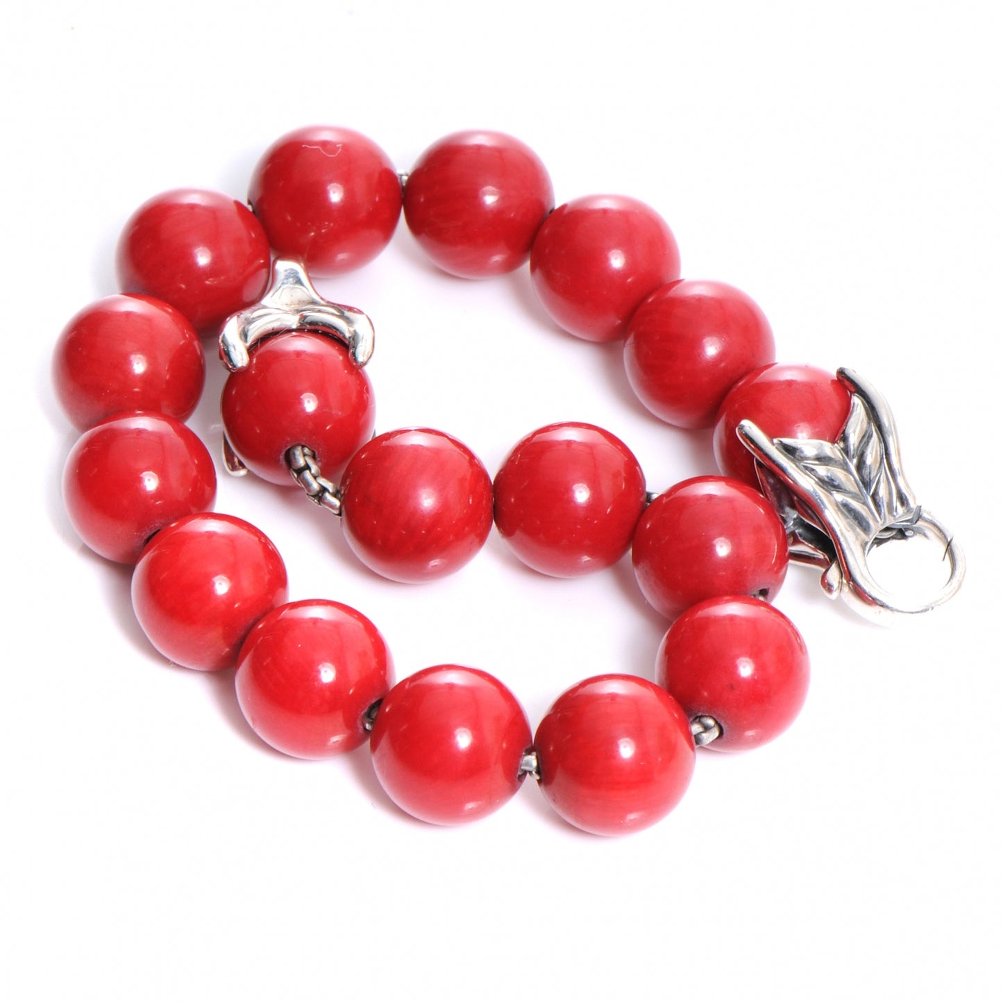 Sterling Silver Coral Spiritual Beads Bracelet