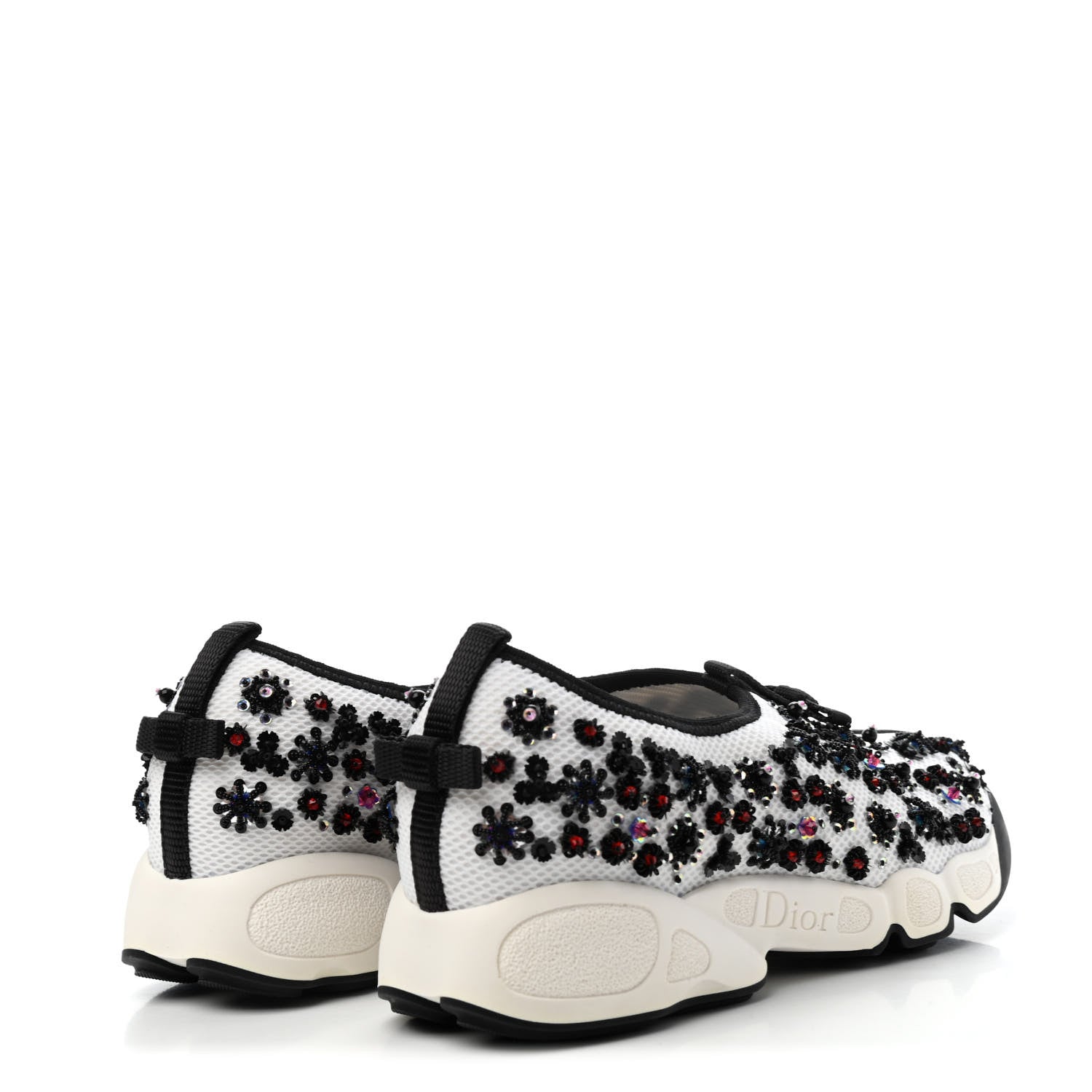 Christian Dior Technical Canvas Embellished Dior Fusion Sneakers 36.5 White Black 4 of 4