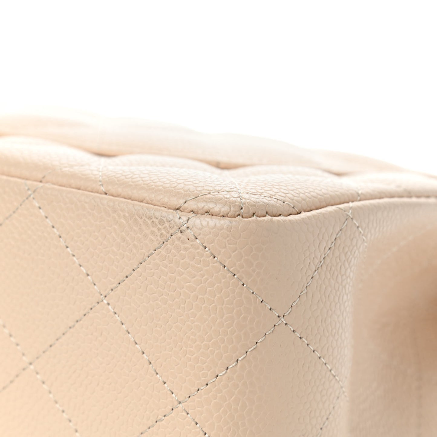 Caviar Quilted Jumbo Double Flap Beige