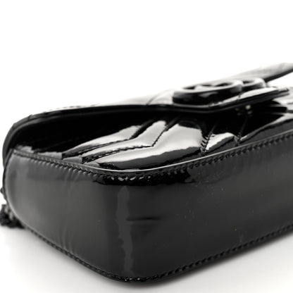 Gucci Patent Lambskin Enamel Matelasse Monochrome Super Mini GG Marmont Shoulder Bag Black 8 of 9