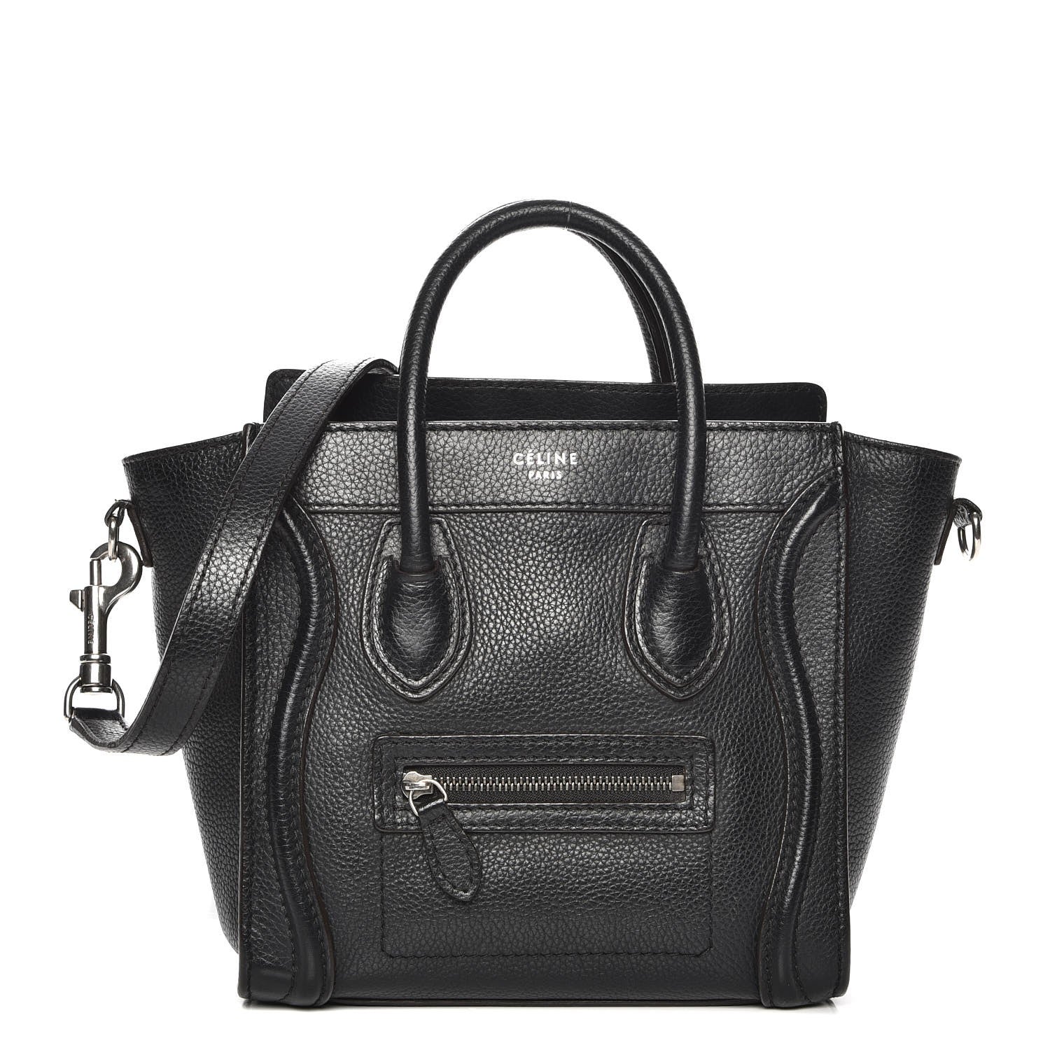 Celine Drummed Calfskin Nano Luggage Black 1 of 7