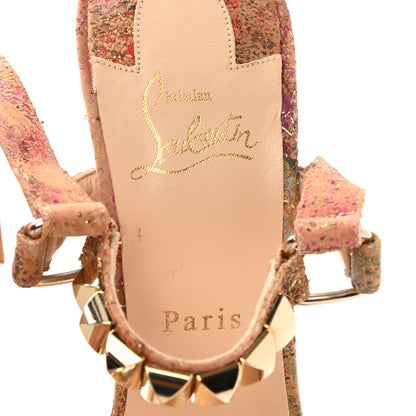 Christian Louboutin Cork Bloom Print Cataclou 140 Wedge Sandals 39 Multicolor Light Gold 7 of 8