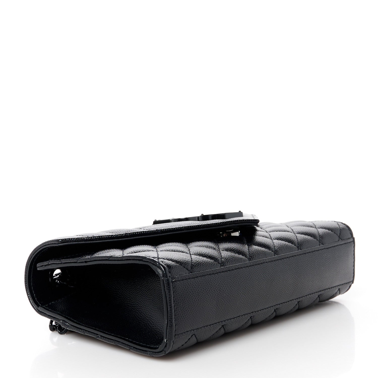 Saint Laurent Grain De Poudre Textured Mixed Matelasse Triquilt Small Monogram Monochrome Satchel Black 4 of 11