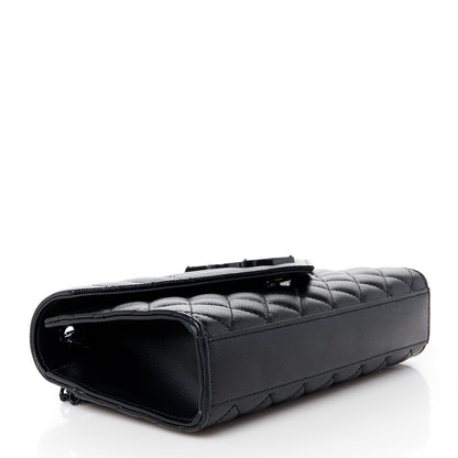 Saint Laurent Grain De Poudre Textured Mixed Matelasse Triquilt Small Monogram Monochrome Satchel Black 4 of 11