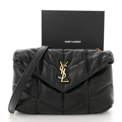 Saint Laurent Lambskin Quilted Toy Loulou Puffer Monogram Chain Satchel Black 13 of 13