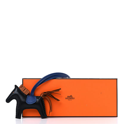 Hermes Milo Lambskin Grigri Rodeo Horse Bag Charm PM Black Bleu Encre Gold 4 of 4
