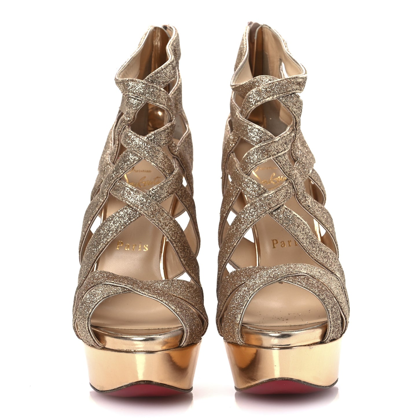 Glitter Mini Specchio Balota Platform Sandals 37.5 Gold