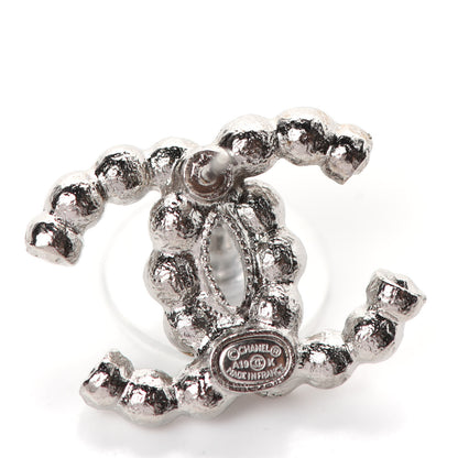 Chanel Pearl Crystal CC Regalia Small Button Earrings Silver 4 of 4