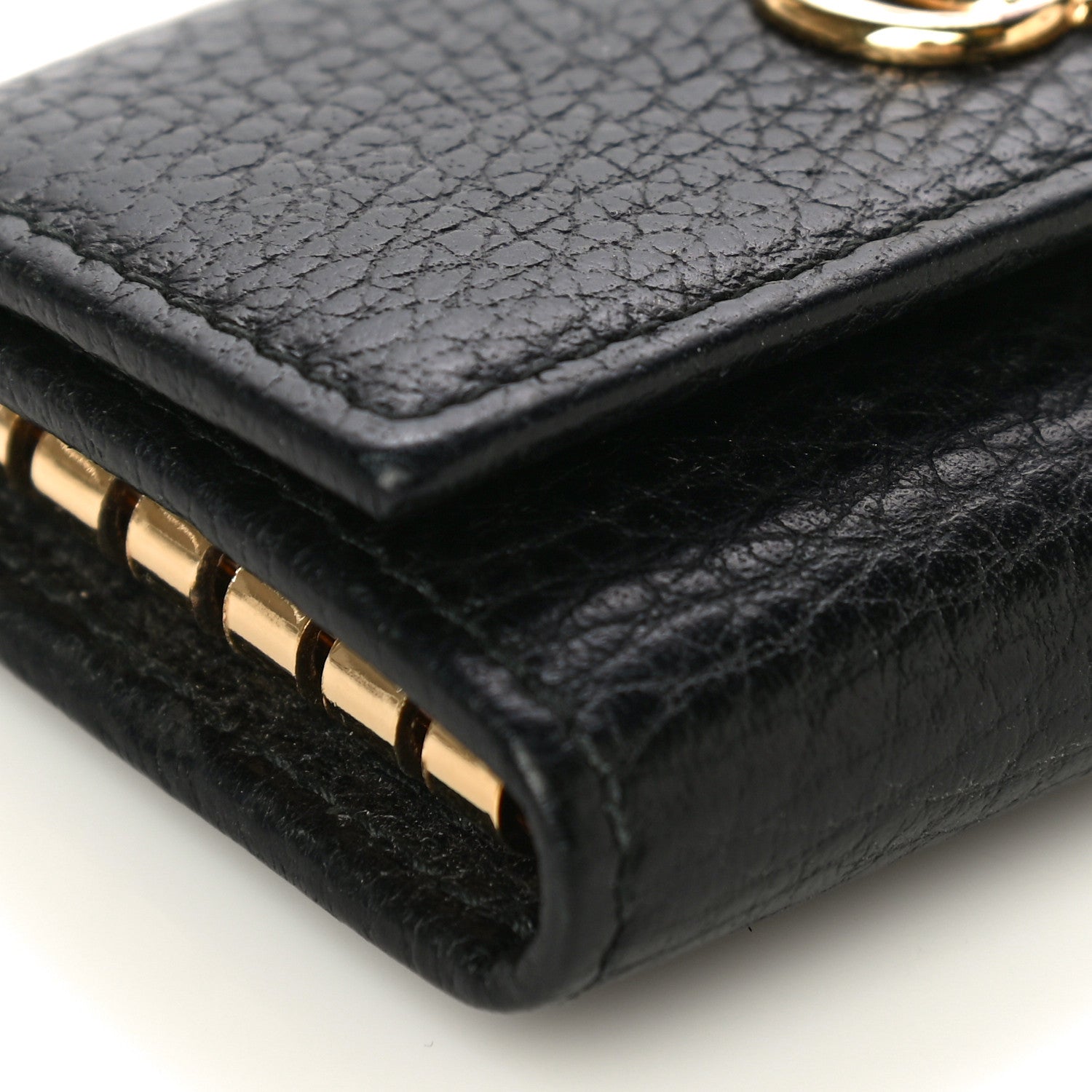 Gucci Pebbled Calfskin GG Marmont 6 Key Holder Black 5 of 9