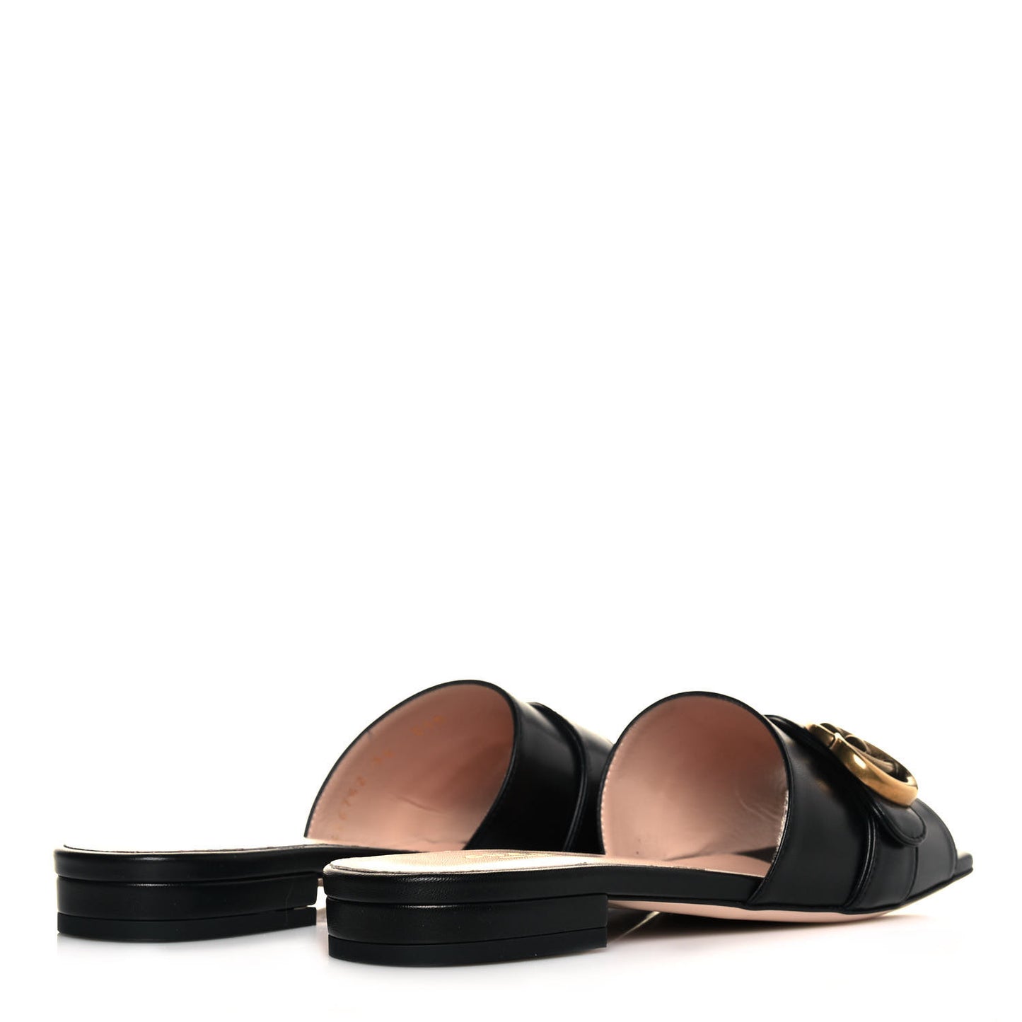 Malaga Kid GG Marmont Flat Slide Sandals 36 Black