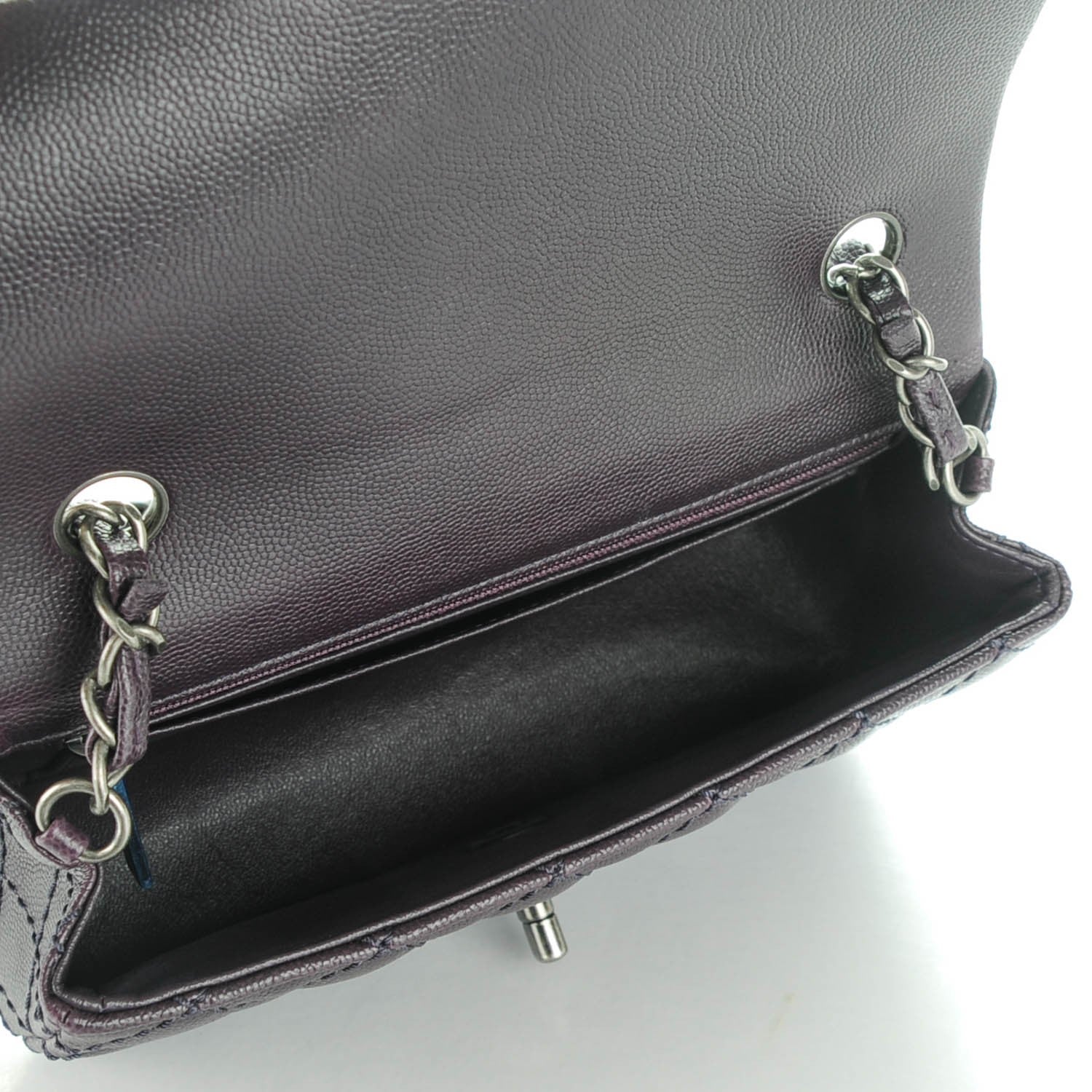 Chanel Washed Caviar Quilted Mini Rectangular Flap Dark Purple 5 of 8