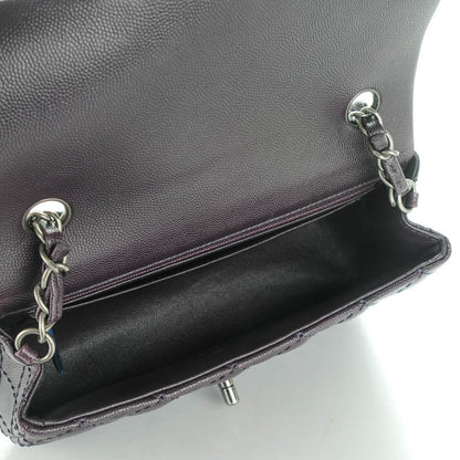 Chanel Washed Caviar Quilted Mini Rectangular Flap Dark Purple 5 of 8