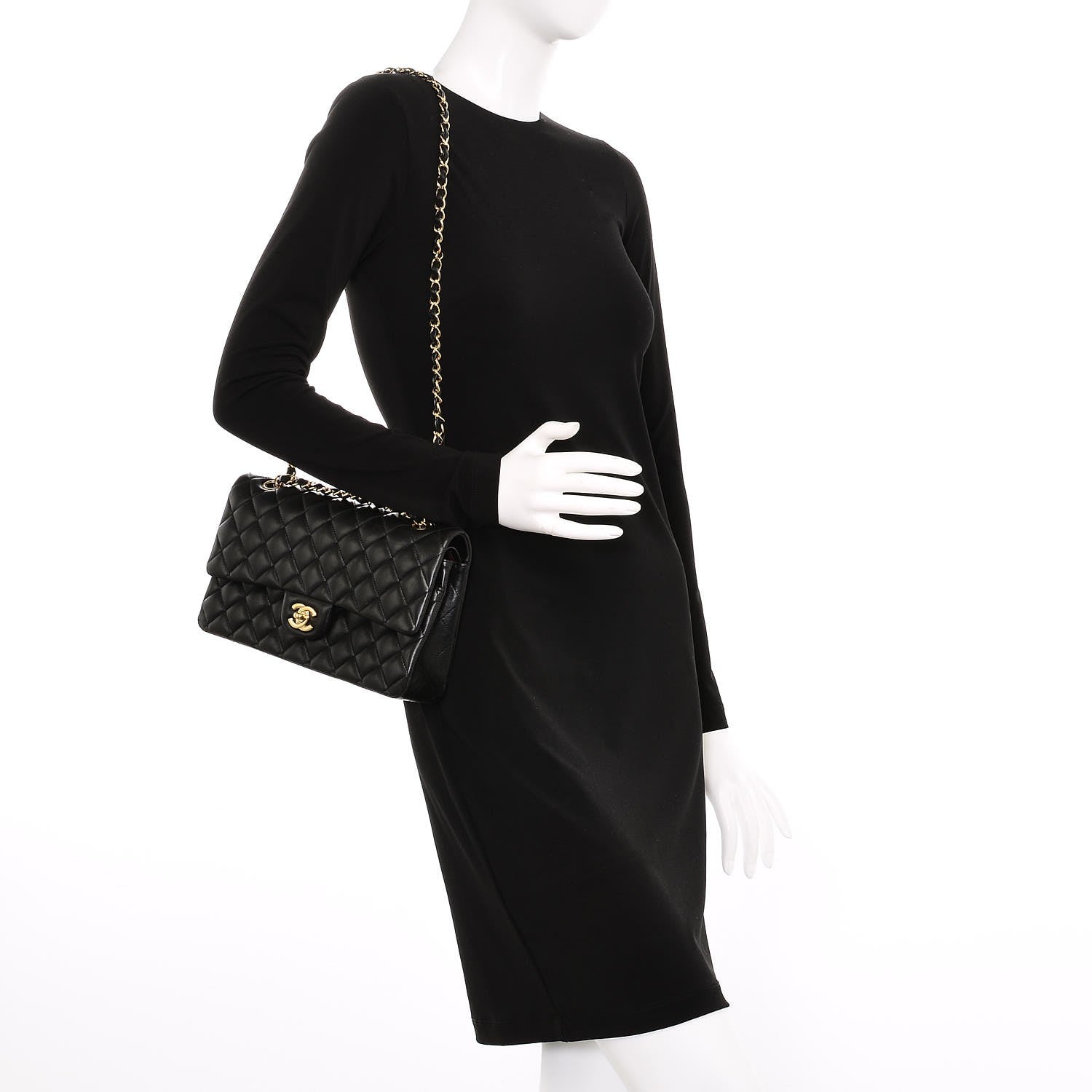 Chanel Lambskin Quilted Medium Double Flap Black 2 of 8