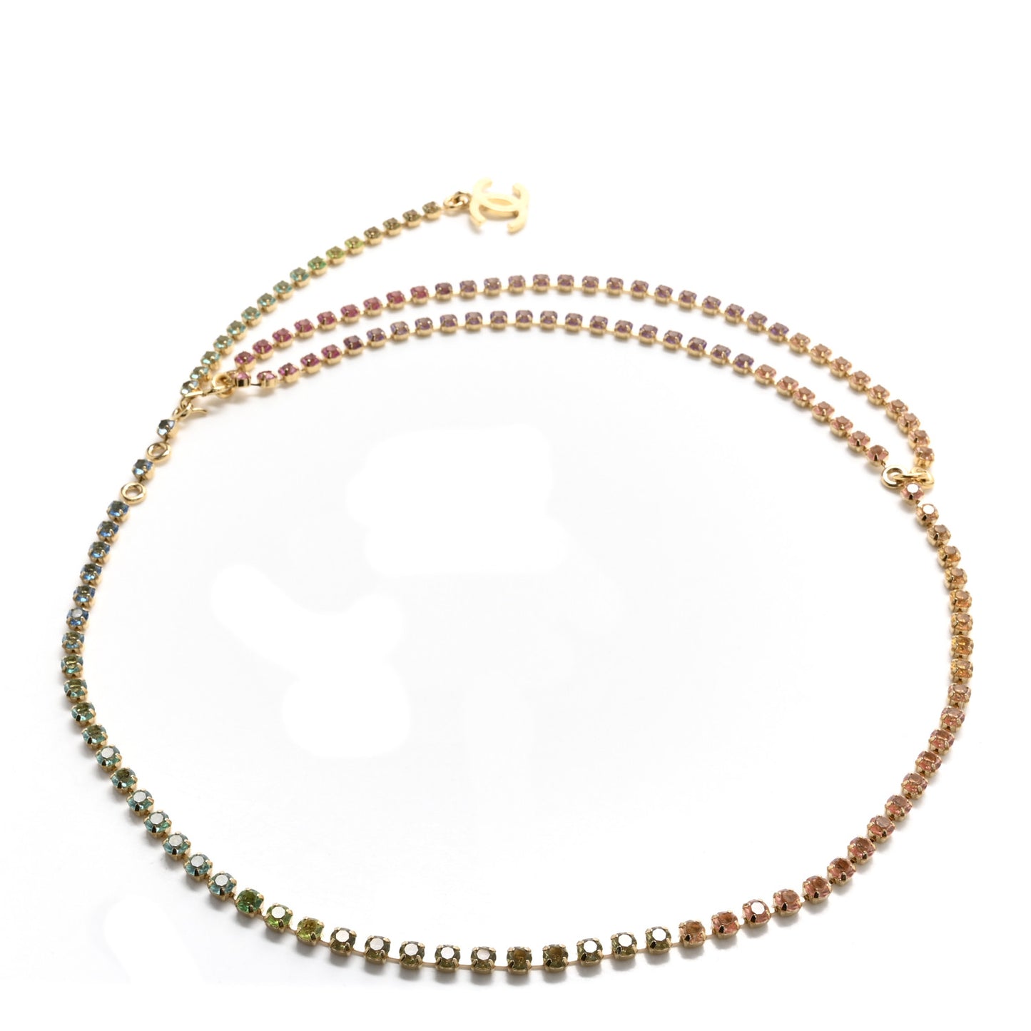 Metal Crystal CC Belt Gold Multicolor