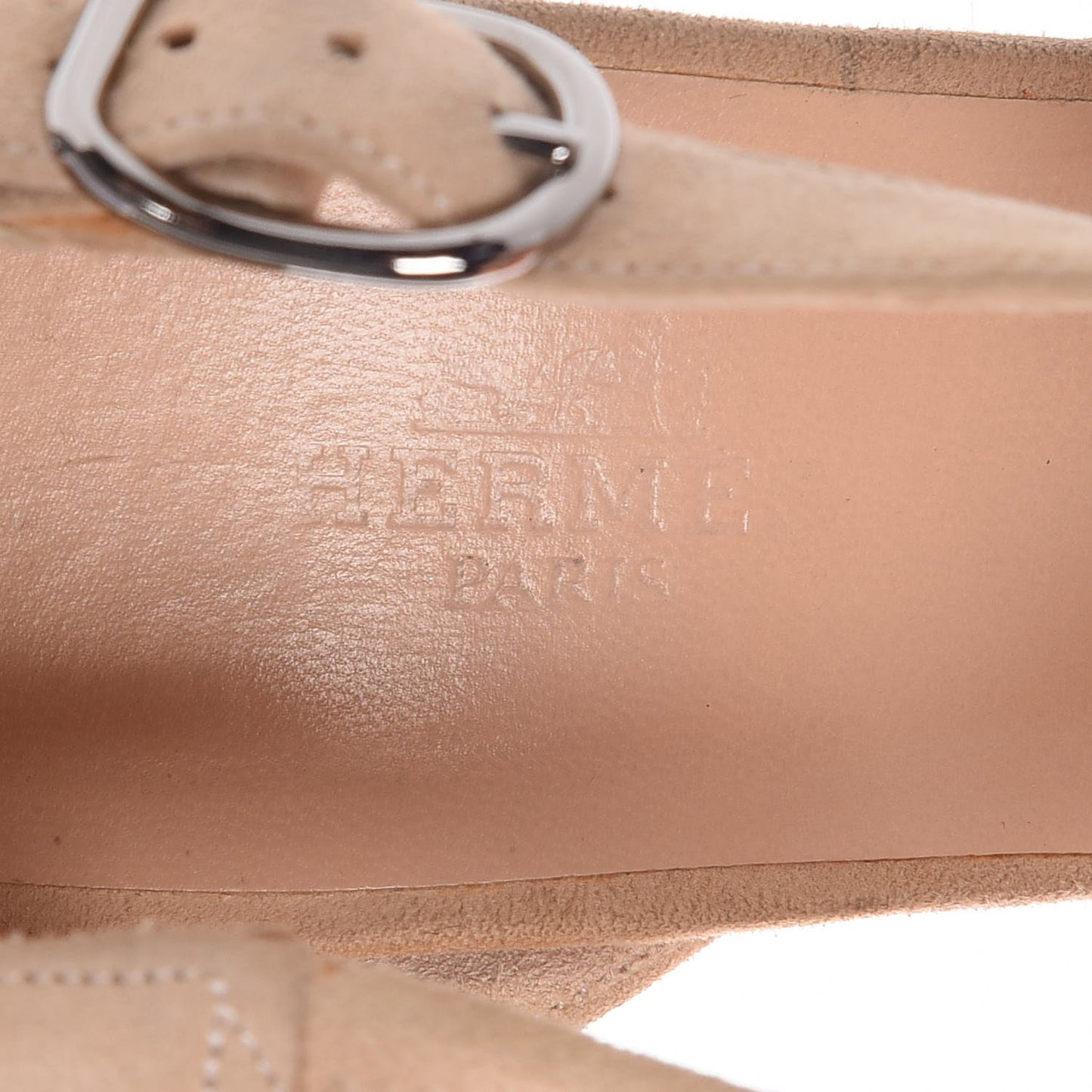 Suede Goatskin Twisted T Strap Sandals 37 Nude