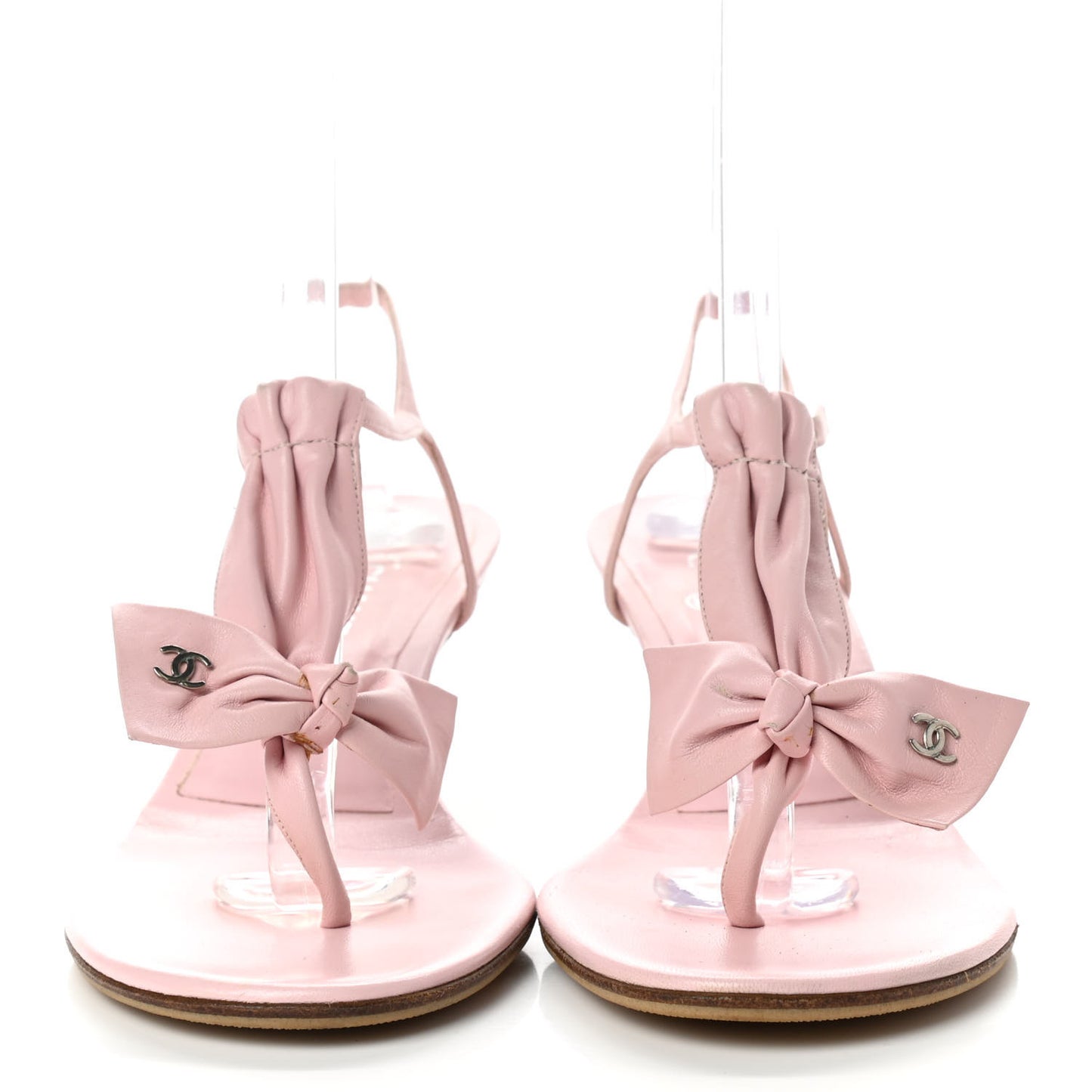 Lambskin CC Bow Sandals 36.5 Pink