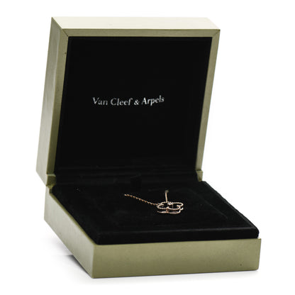Van Cleef & Arpels 18K Rose Gold Diamond Black Onyx Vintage Alhambra Pendant Necklace 6 of 6