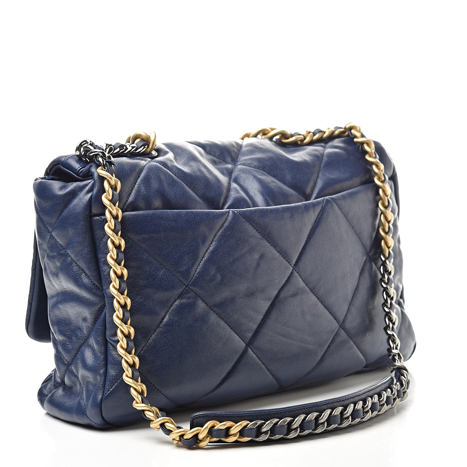 Chanel Goatskin Quilted Maxi 19 Flap Dark Blue 3 of 10