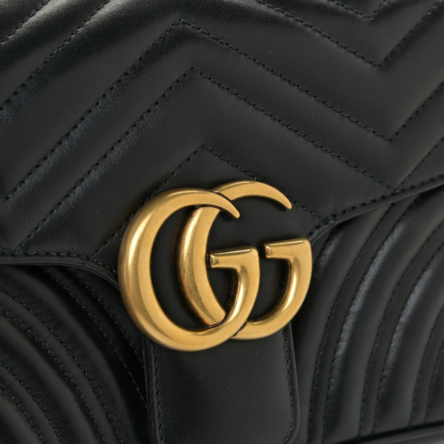 Gucci Calfskin Matelasse Small GG Marmont Shoulder Bag Black 15 of 16