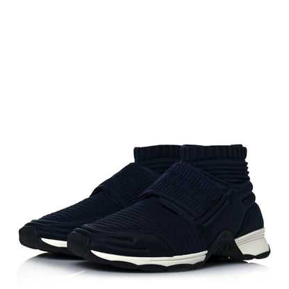 Chanel Stretch Fabric CC Sneakers 38.5 Blue 3 of 8