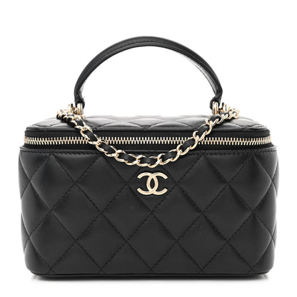 Chanel Lambskin Quilted Small Top Handle Vanity Case With Chain Black 1 of 12