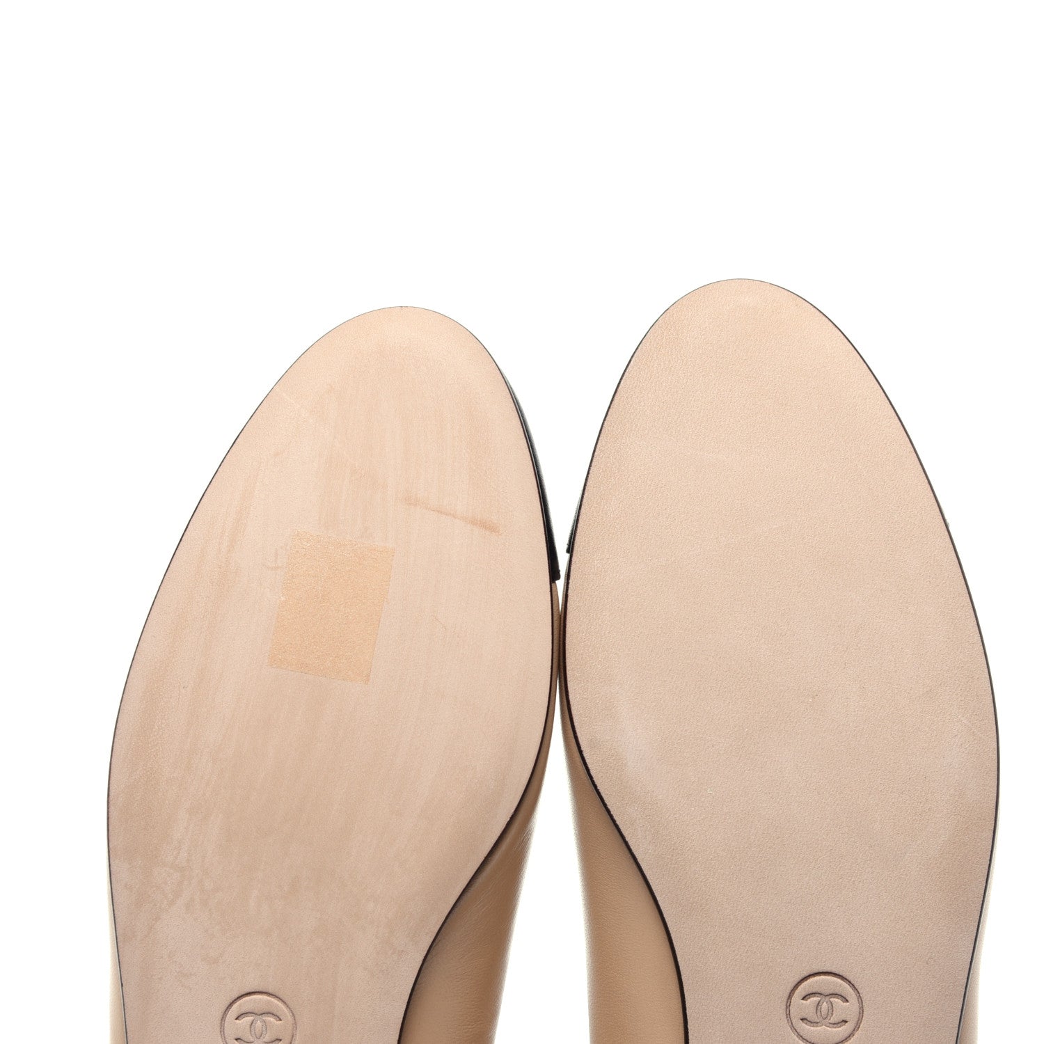 Chanel Lambskin Cap Toe CC Ballerina Flats 40 Beige Black 11 of 12