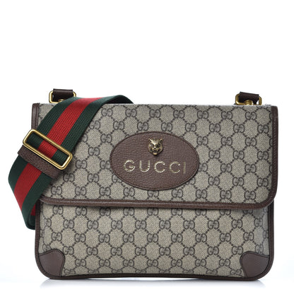 Gucci GG Supreme Monogram Web Neo Vintage Double Flap Messenger Bag Beige New Acero 1 of 10
