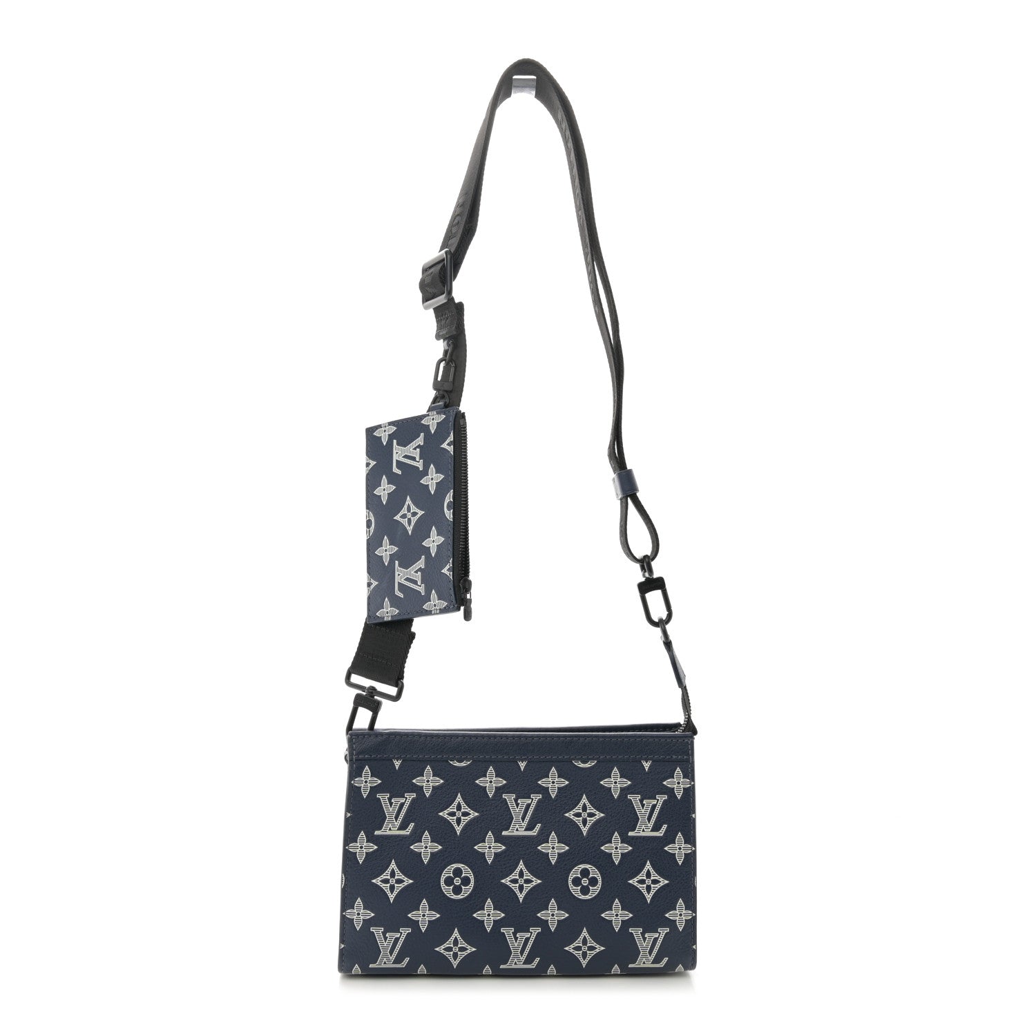 Louis Vuitton Calfskin Monogram Shadow Gaston Wearable Wallet Ink Blue White 1 of 10