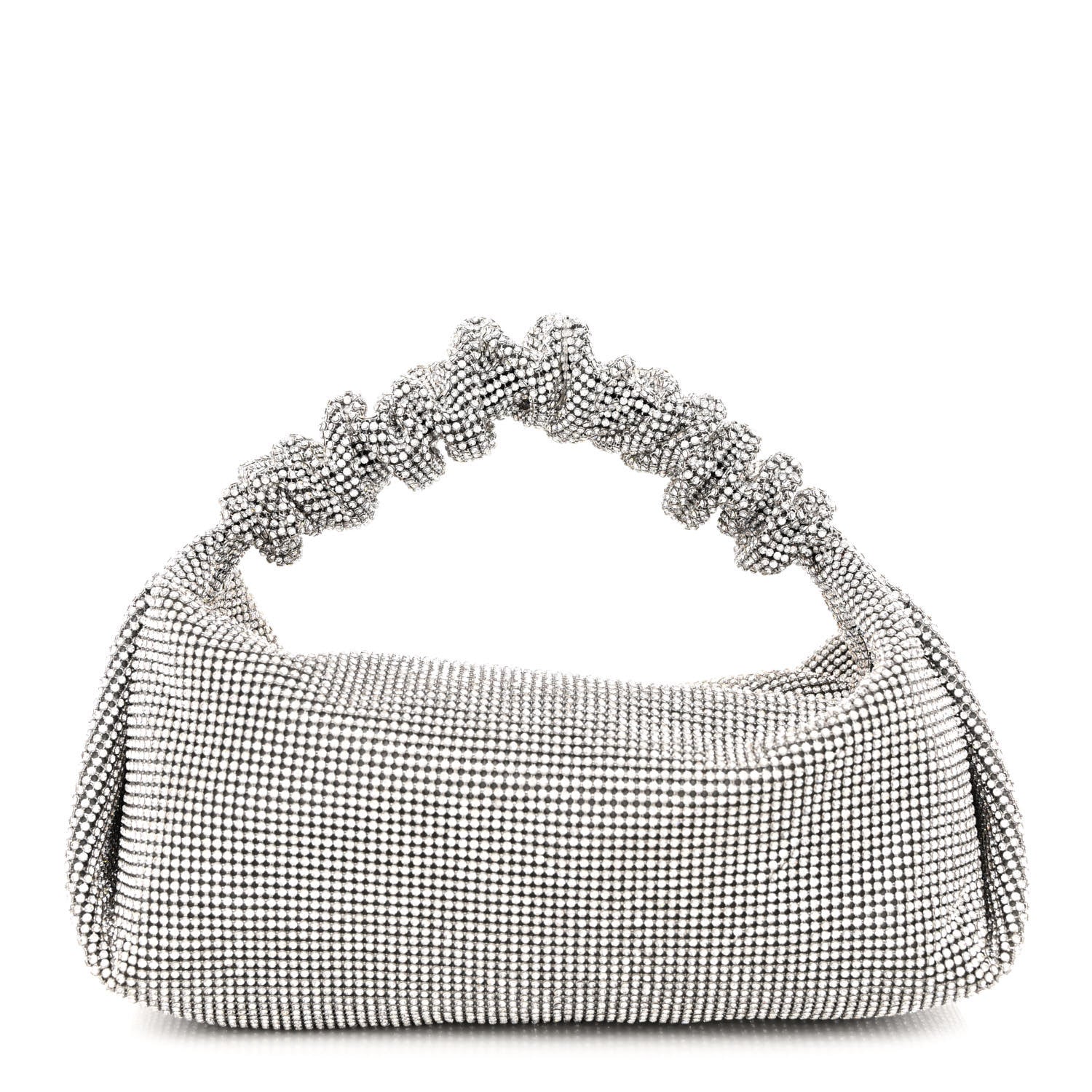 Alexander Wang Mesh Crystal Rhinestone Mini Scrunchie Clutch Black Silver 1 of 12