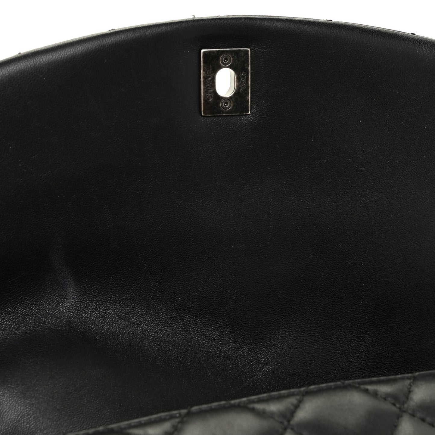 Lambskin Quilted Large Daily Supple Flap Black