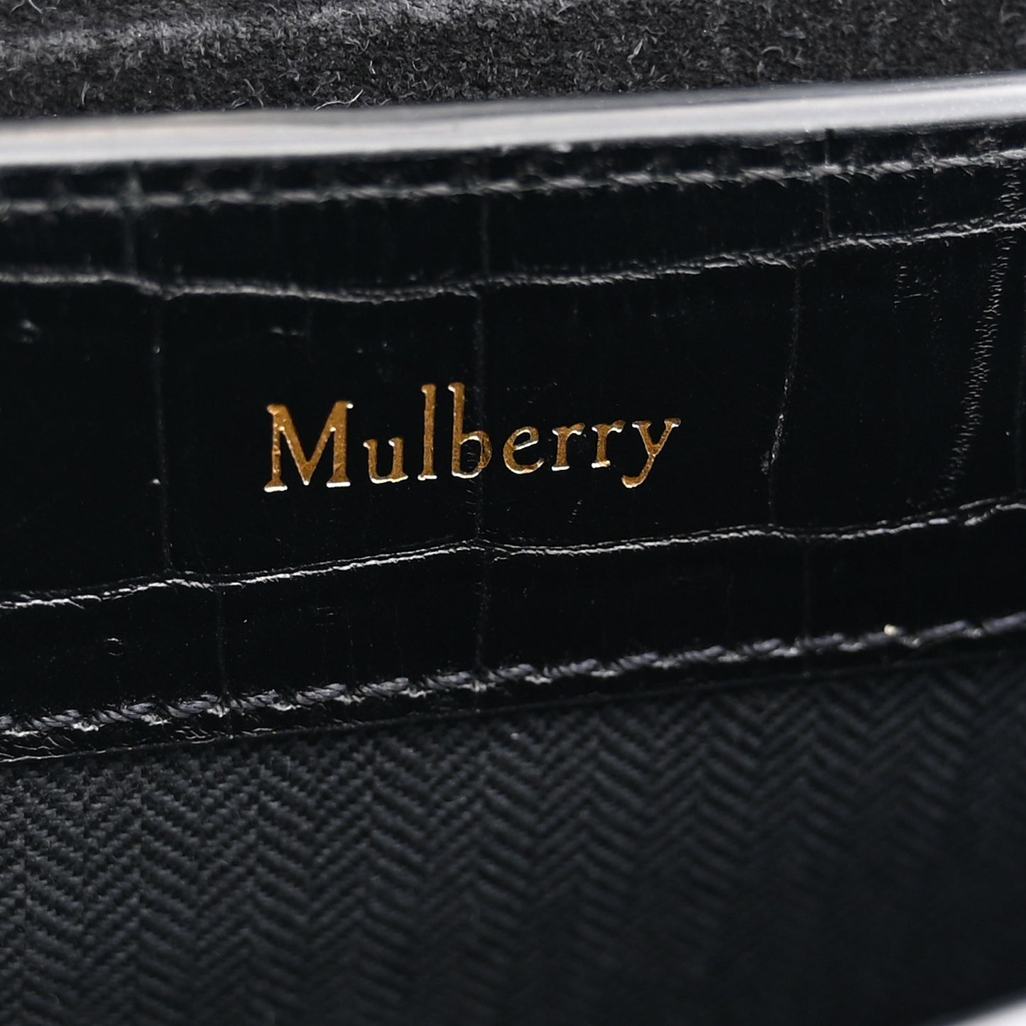 Calfskin Crocodile Embossed Micro Seaton Black