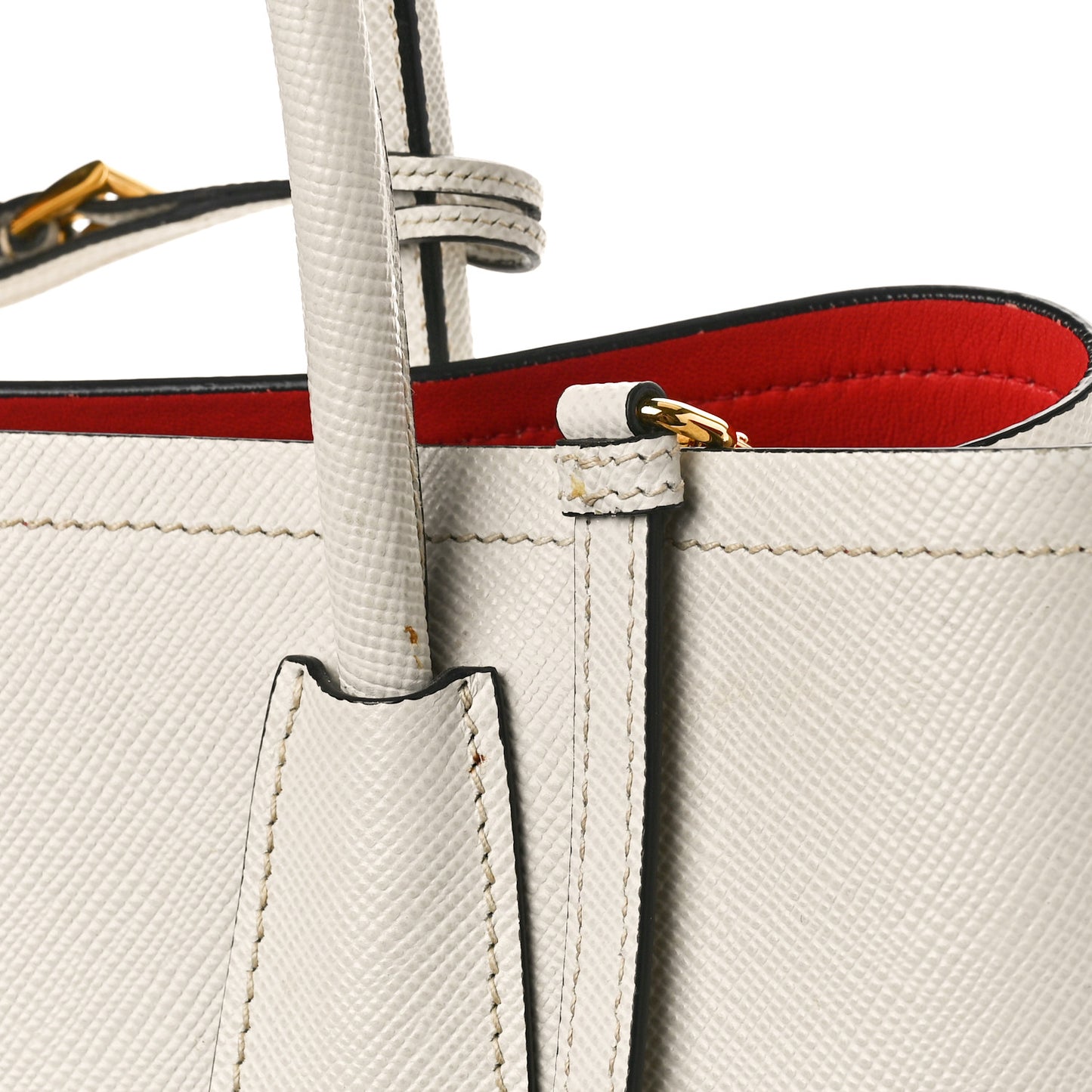 Saffiano Cuir Medium Double Bag Talco Lacca