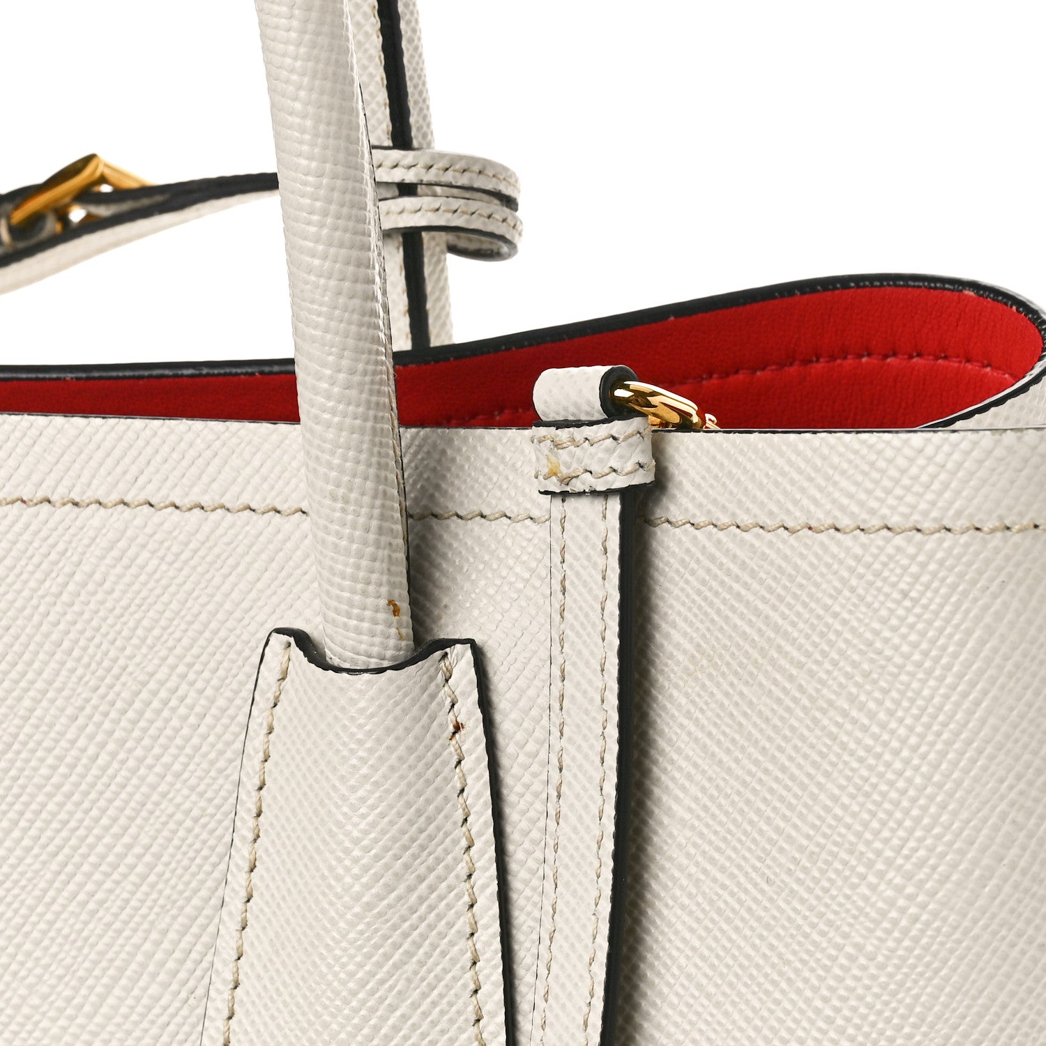Prada Saffiano Cuir Medium Double Bag Talco Lacca 9 of 10