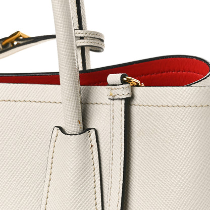 Prada Saffiano Cuir Medium Double Bag Talco Lacca 9 of 10