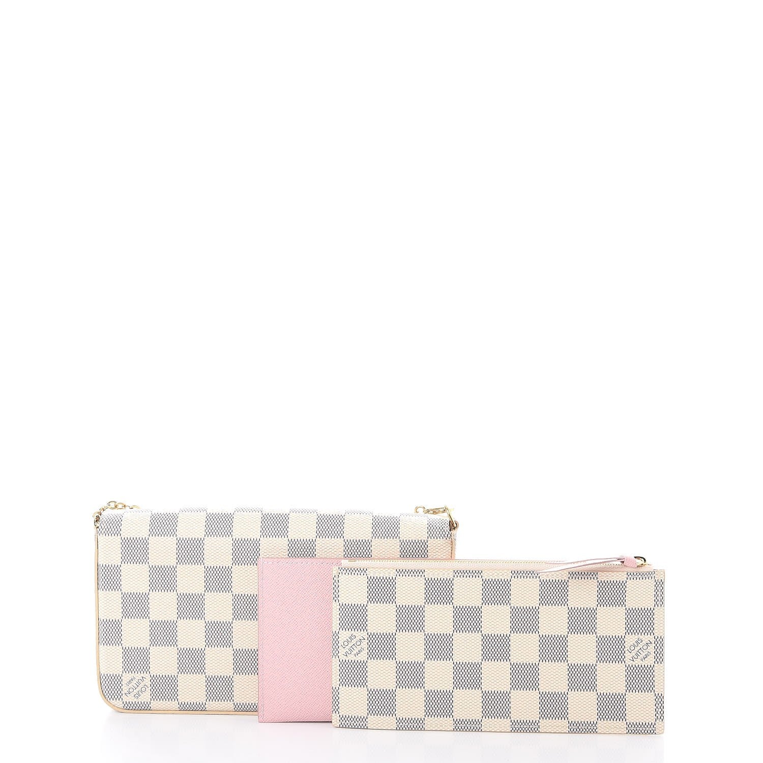 Louis Vuitton Damier Azur Pochette Felicie Chain Wallet Rose Ballerine 5 of 12