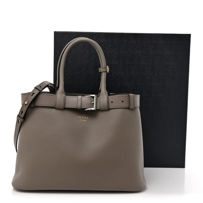 Prada Soft Grain Calfskin Vtello Large Double Belt Tote Argilla 10 of 10