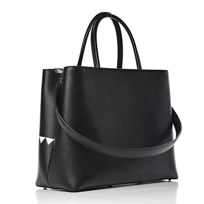 Fendi Vitello Elite Studded Monster Medium 2Jours Tote Black 3 of 13