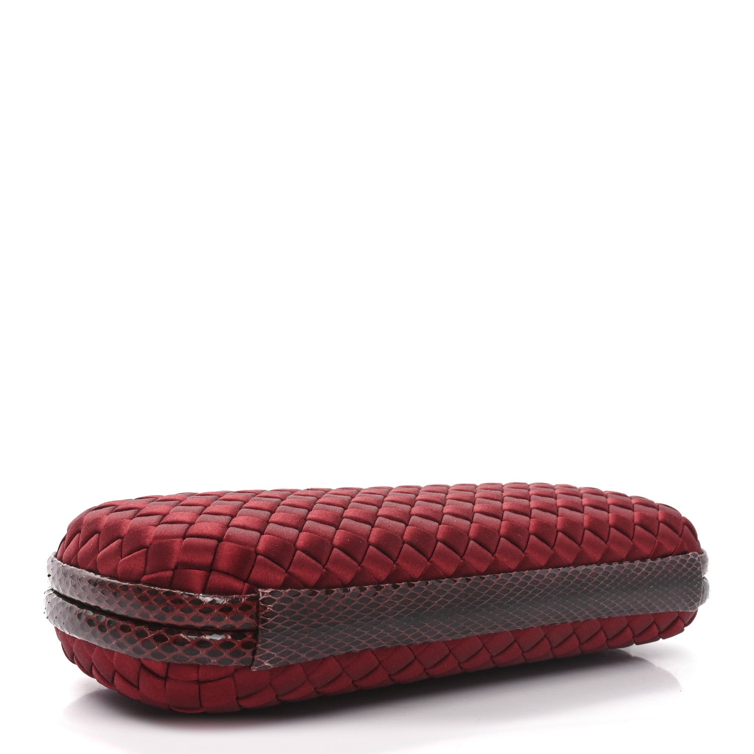 Bottega Veneta Satin Intreccio Impero Snakeskin Stretch Knot Clutch Red 4 of 8