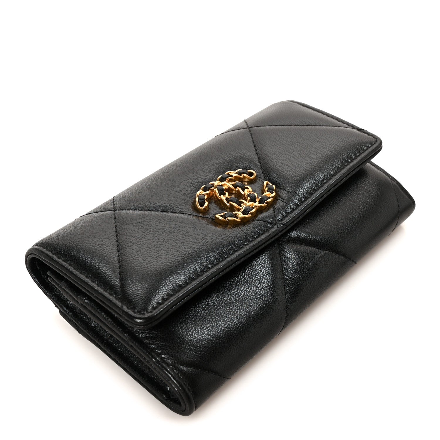Chanel Lambskin Quilted Chanel 19 Flap Wallet Black 4 of 10