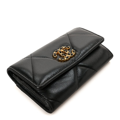 Chanel Lambskin Quilted Chanel 19 Flap Wallet Black 4 of 10