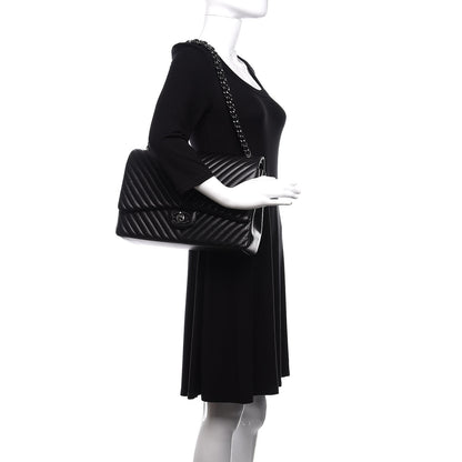 Chanel Lambskin Chevron Quilted Maxi Double Flap Black 2 of 12