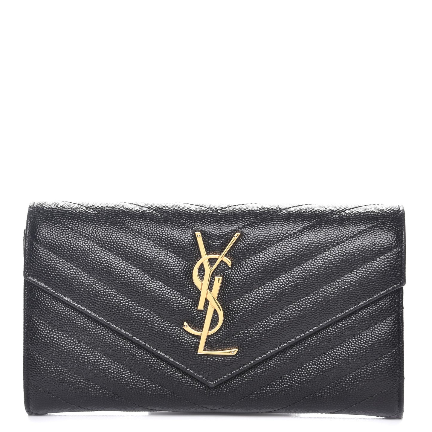 Grain De Poudre Matelasse Chevron Monogram Flap Wallet Black